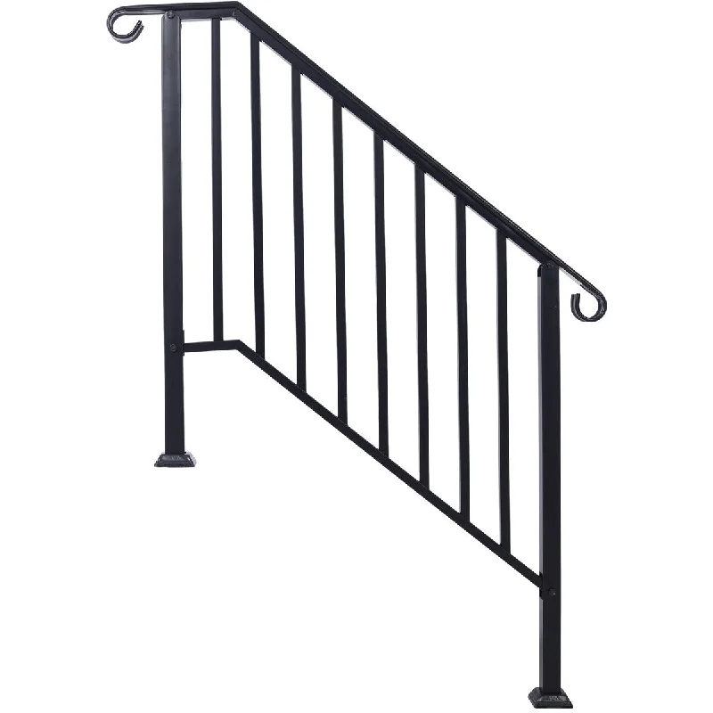 Clean-cut ring-Iron Handrails for Fit 3 or 4 Steps Outdoor Steps