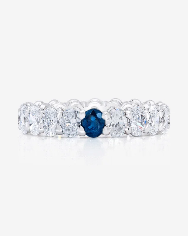 Bright gem ring-Lab Grown Oval Diamond and Birthstone Eternity Band