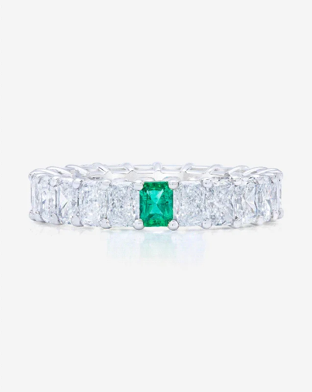 Narrow-tier ring-Lab Grown Radiant Diamond and Birthstone Eternity Band