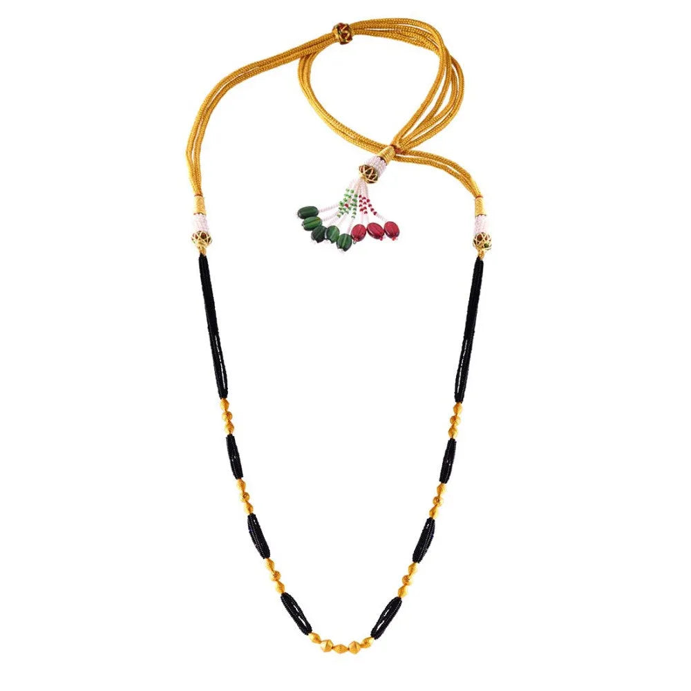 Coiled design necklace-Lovely 22k Gold Thusi Mangalsutra Lightweight From Online Exclusive