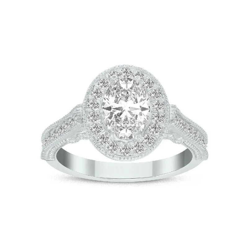 Bright gem ring-Marquee 1 1/2 Carat TW Oval Lab Grown Diamond Engagement Ring in 14K White Gold