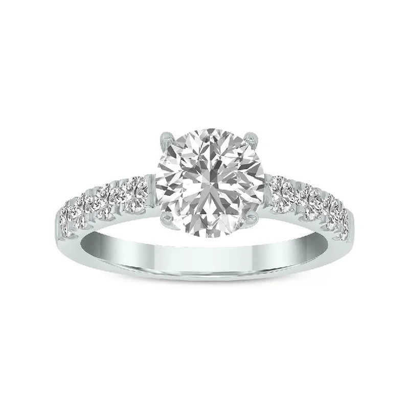 Torn rim ring-Marquee 2 1/2 Carat TW Round Lab Grown Diamond Engagement Ring in 14K White Gold