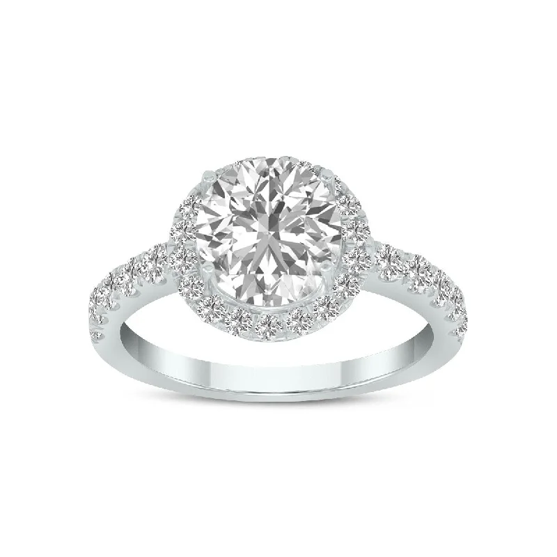 Crescent dusk ring-Marquee 2 3/4 Carat TW Lab Grown Diamond Engagement Ring in 14K White Gold