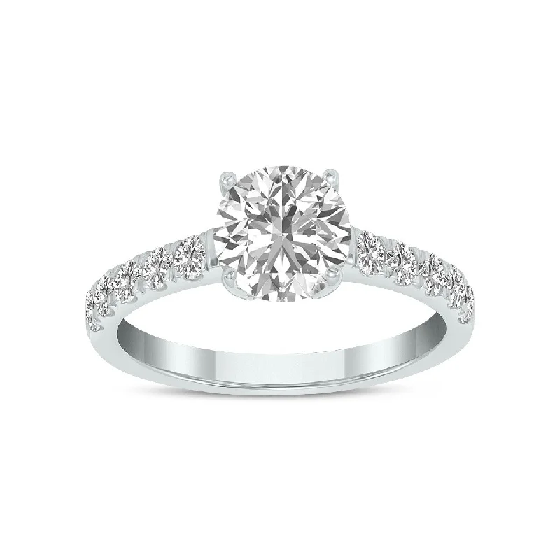 Heavy pave ring-Marquee 2 Carat TW Lab Grown Diamond Engagement Ring in 14K White Gold