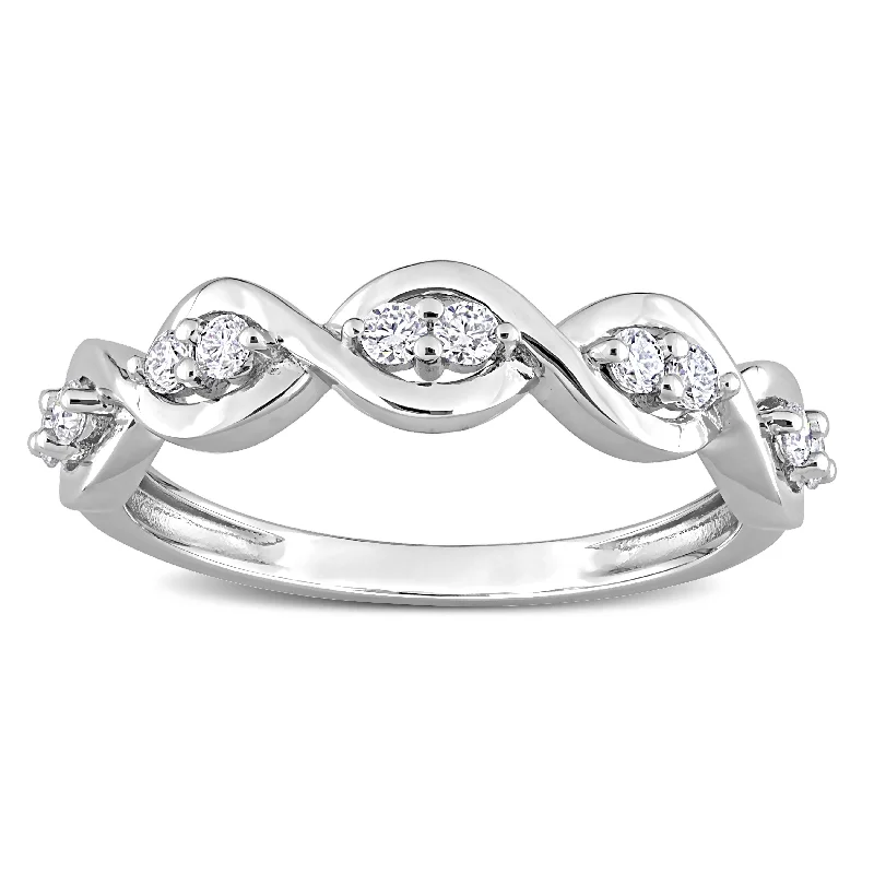 Glimmering silver ring-Miadora 1/4ct DEW Moissanite Stackable Infinity Semi-Eternity Ring in Sterling Silver