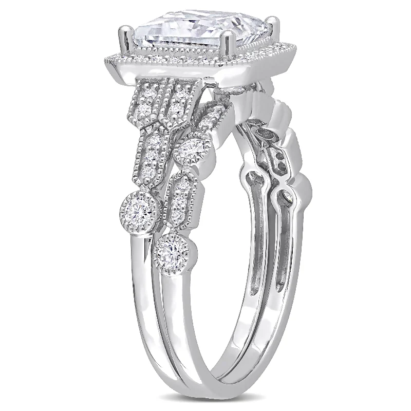 Cosmic burst ring-Miadora 2 1/2ct DEW Princess Square-cut Moissanite Halo Bridal Ring Set in Sterling Silver