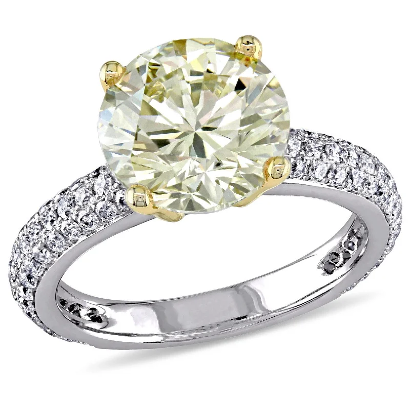 Glossy titanium ring-Miadora 3.61ct TW Yellow White Diamond Engagement Ring in 14k Two-Tone Gold