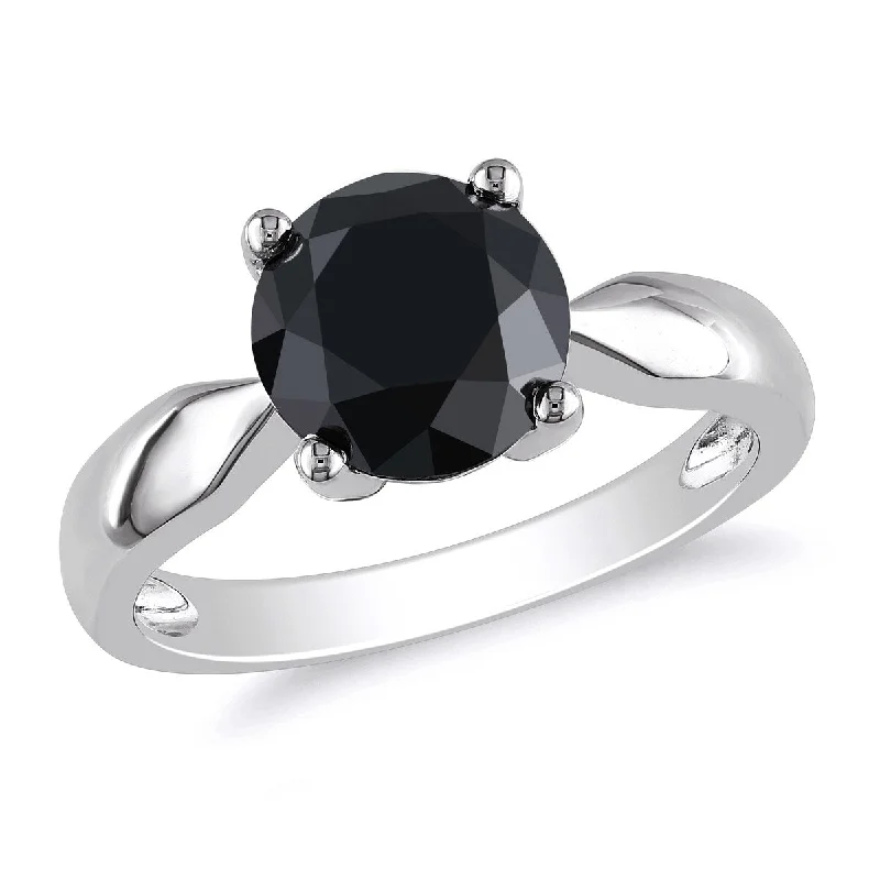 Rich apatite ring-Miadora 3ct TW Black Diamond Solitaire Engagement Ring in 10k White Gold