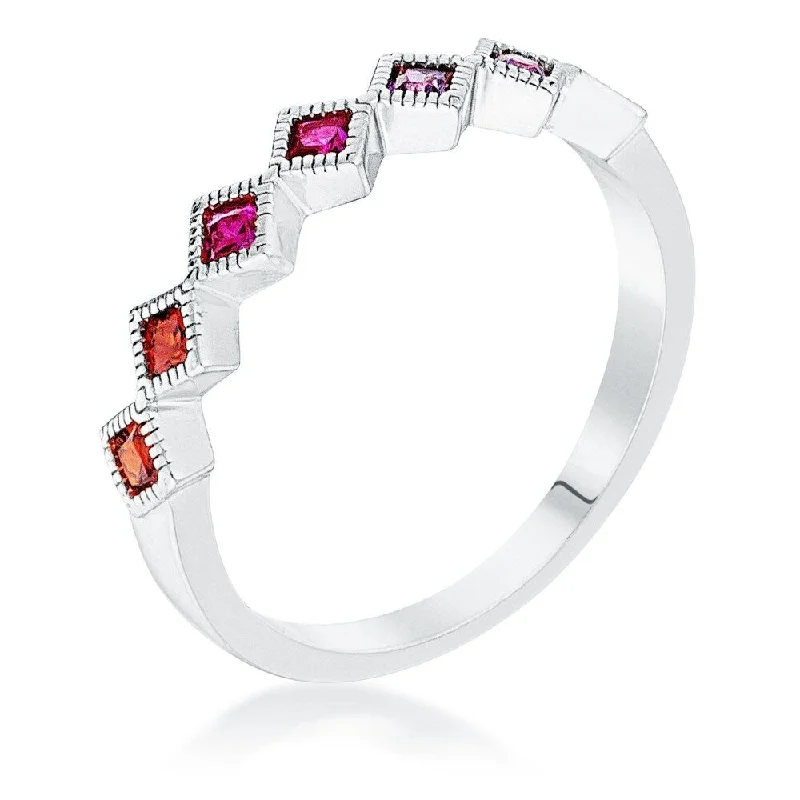 Clean-cut ring-Multi-Color Septem Princess Cut Half Eternity Band