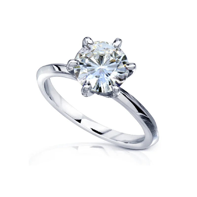 Gritty stone ring-Classic Solitaire 2ct Round Brilliant 6-Prong Ring