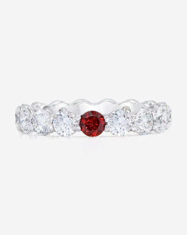 Peaked band ring-Round Diamond and Birthstone Eternity Band