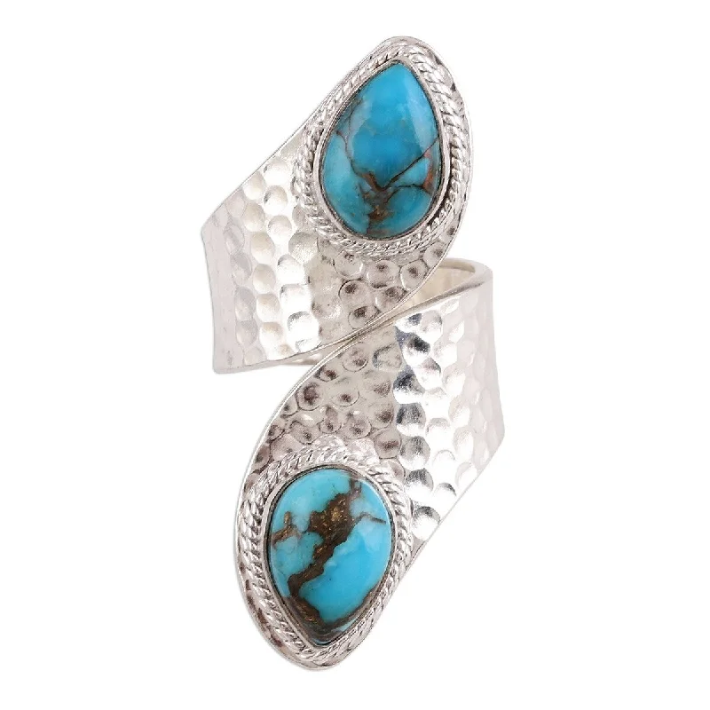 Tall tier ring-NOVICA Dreamy Duo, Sterling silver wrap ring