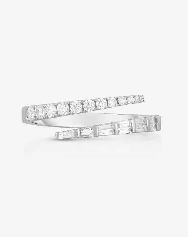 Curved stone ring-Luxe Open Diamond Wrap Ring