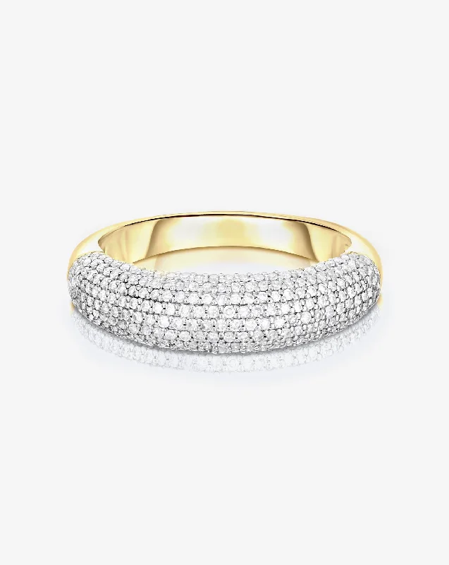 Hand-etched ring-Pavé Diamond Cloud Ring