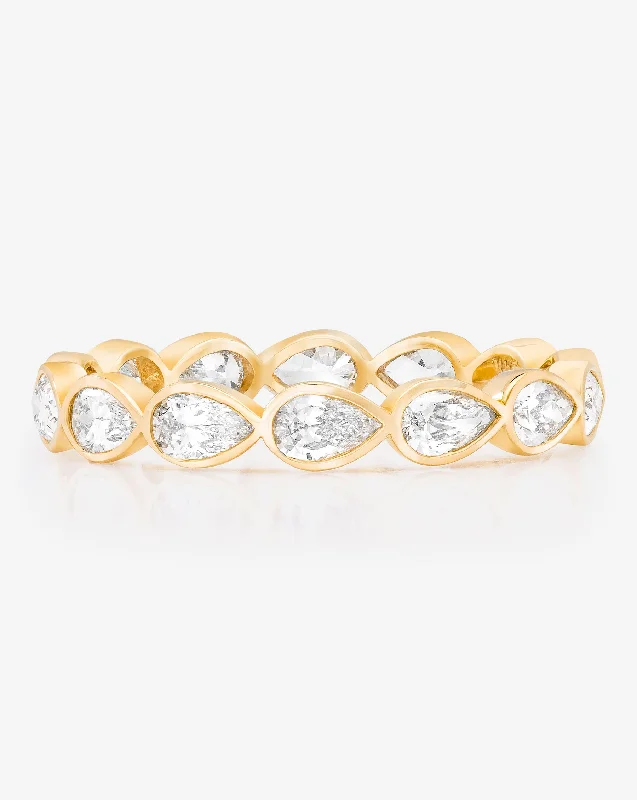 Pentagonal stone ring-Sideways Pear Bezel Eternity Band