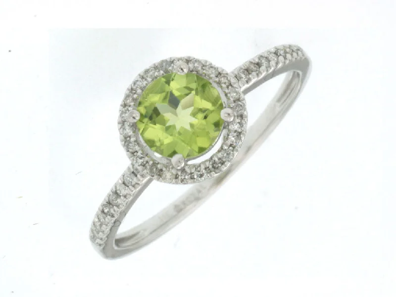 Wire-swirl ring-Peridot & Diamond 14k White Gold Ring (98933)