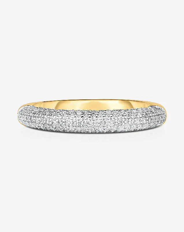 Crafted gold ring-Petite Pavé Diamond Cloud Ring