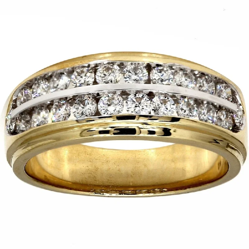 Elastic stone ring-Pompeii3 10k Yellow Gold 7/8 Ct. TDW Diamond Band Ring IGI Certified Wedding Anniversary Ring