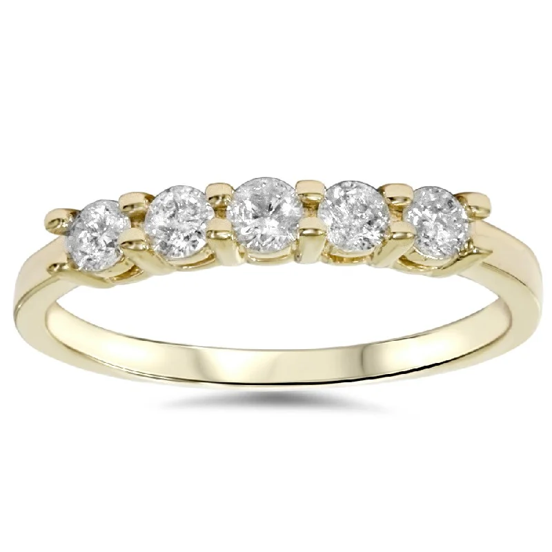 Aura ring-Pompeii3 14k Gold 1/ 2ct TDW Diamond 5-stone Wedding Anniversary Band