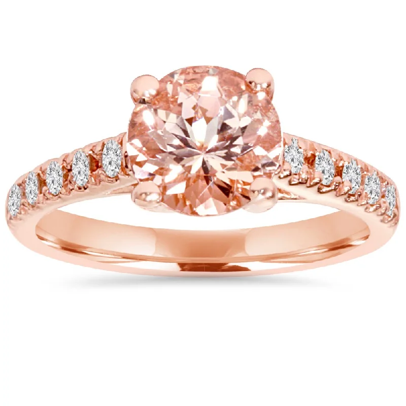 Dappled crystal ring-Pompeii3 14k Rose Gold 1/4 ct TDW Morganite and Diamond Trellis Ring (I-J/I2-I3)