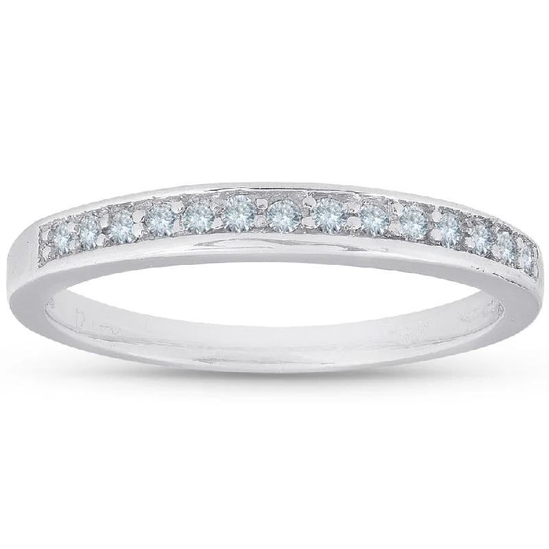 Subtle-scored ring-Pompeii3 14k White Gold 1/4 Ct TDW Diamond Wedding Ring Lab Grown (G-H/VS1-VS2)