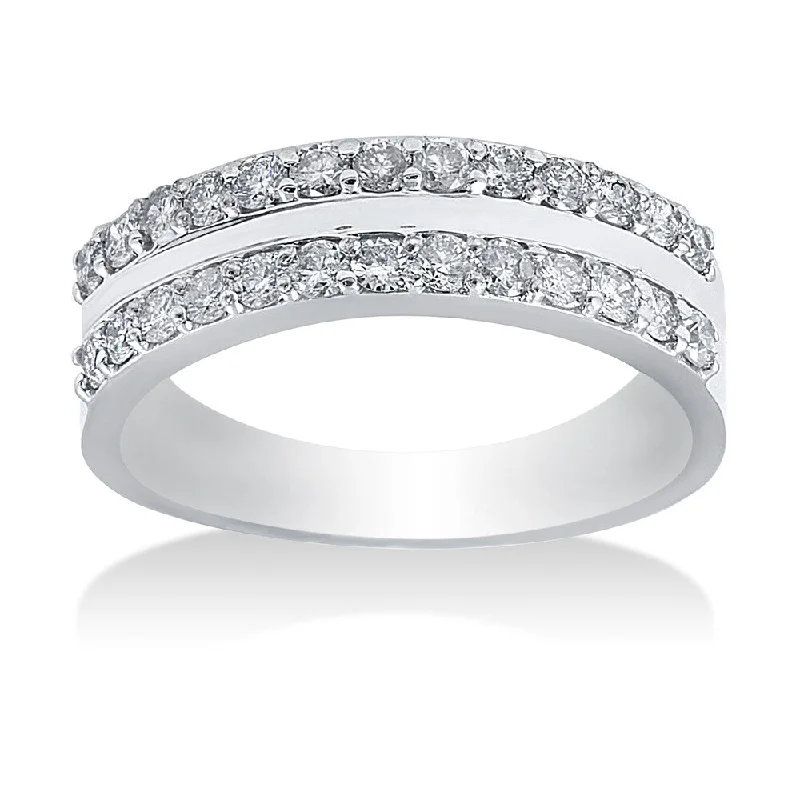 Faint silver ring-Pompeii3 14k White Gold 3/4ct TDW Double Row Diamond Band (H-I, I2-I3)