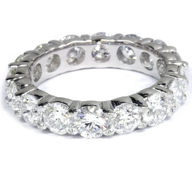 Embossed pattern ring-Pompeii3 14k White Gold 5 Ct TDW Diamond Eternity Wedding Ring Lab Grown (G-H/VS1-VS2)