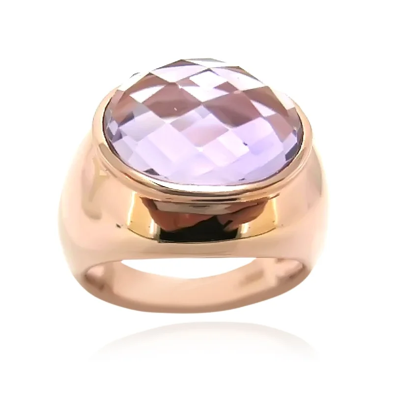 Piled birthstone ring-Rose Gold Plated Over Sterling Silver Pink Amethyst Ring