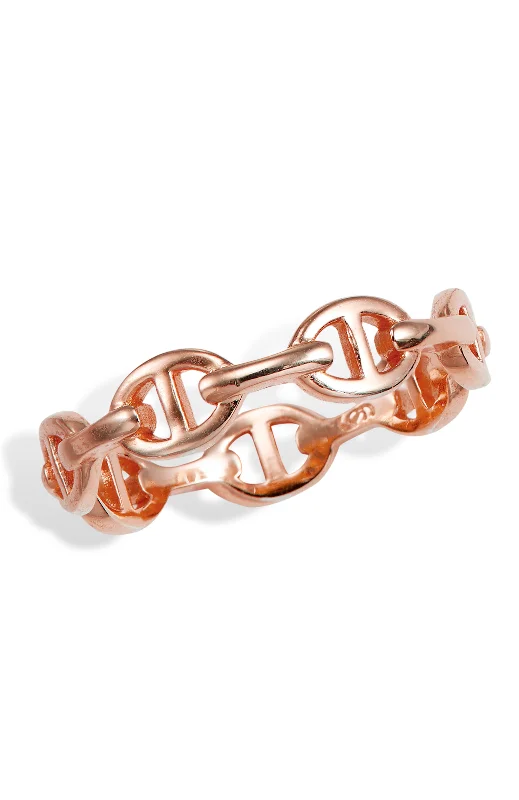 Stippled band ring-Rose Gold Vermeil Mariner Link