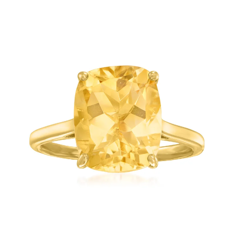 Pleated edge ring-Ross-Simons Citrine Ring in 18kt Gold Over Sterling