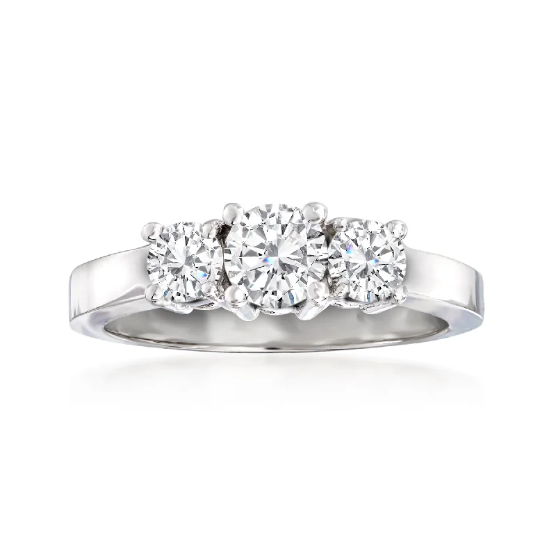 Channeled design ring-Ross-Simons Diamond 3-Stone Ring in 14kt White Gold