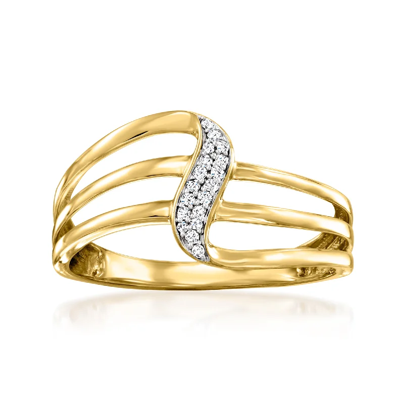 Pure pearl ring-Ross-Simons Diamond-Accented Swirl Ring in 14kt Yellow Gold