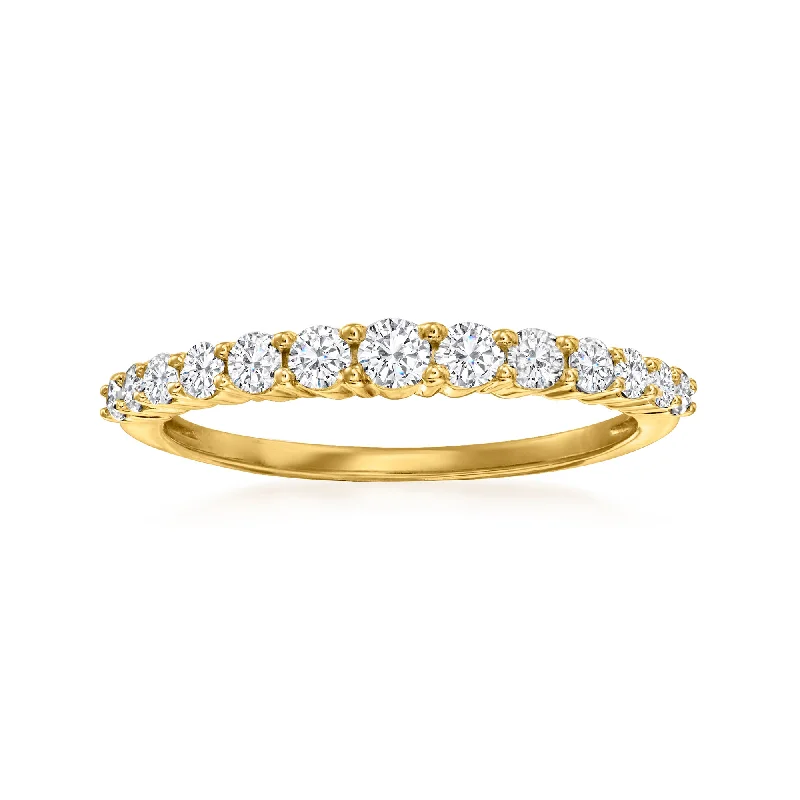 Faded zinc ring-Ross-Simons Diamond Graduated Ring in 14kt Yellow Gold