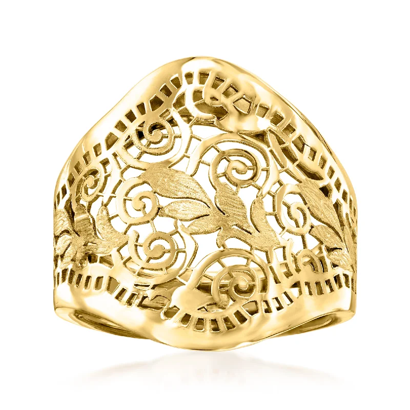 Buried stone ring-Ross-Simons Italian 14kt Yellow Gold Filigree Ring