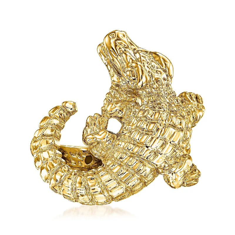 Embossed gem ring-Ross-Simons Italian 18kt Yellow Gold Crocodile Ring