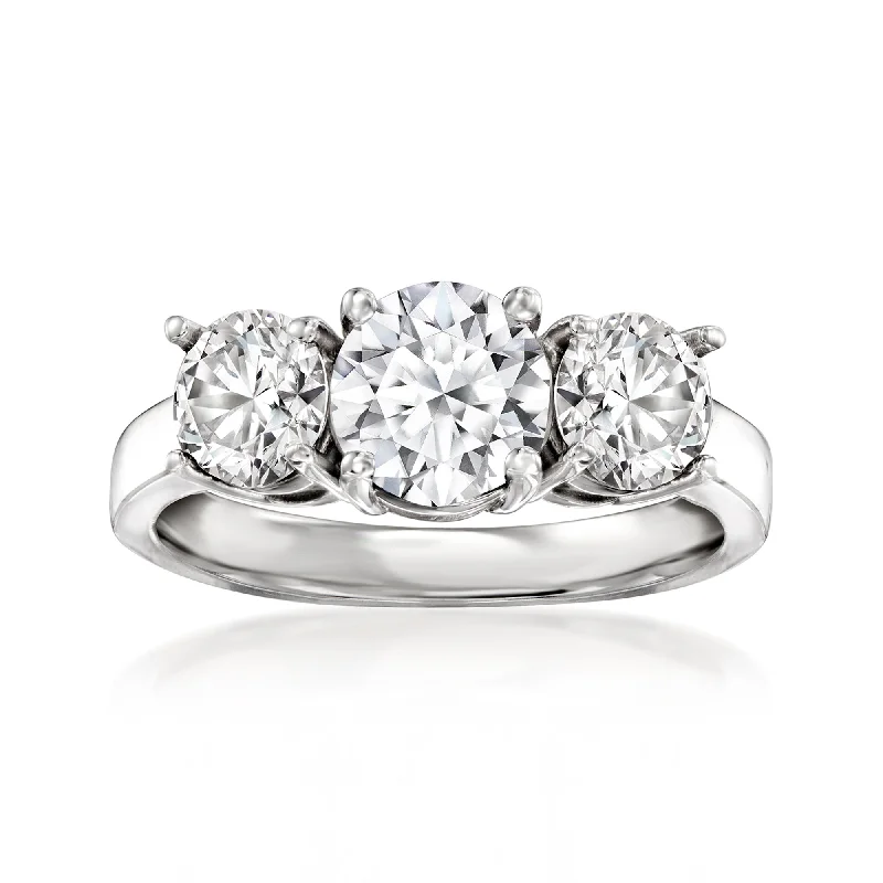 Bright gem ring-Ross-Simons Lab-Grown Diamond 3-Stone Ring in 14kt White Gold