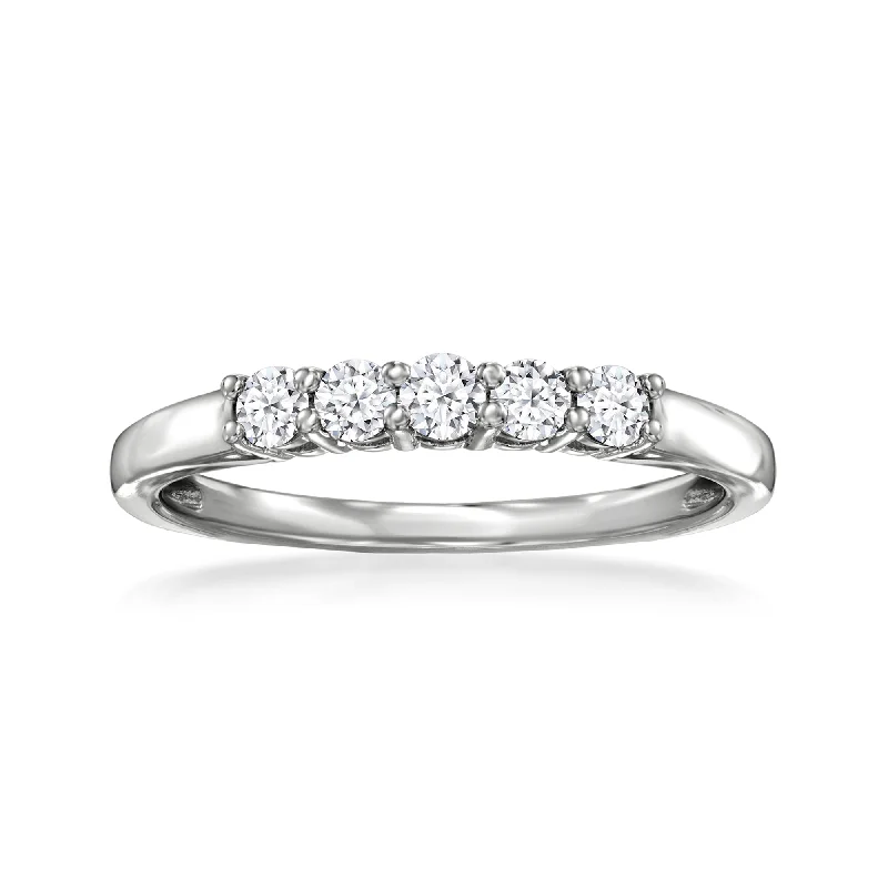 Mixed stone ring-Ross-Simons Lab-Grown Diamond 5-Stone Ring in Sterling Silver