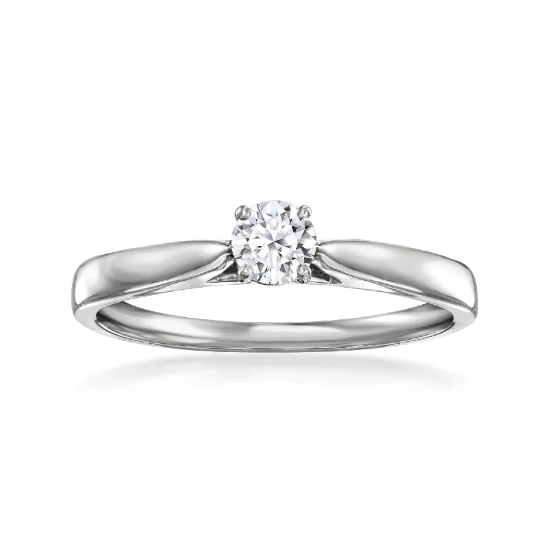 Droplet gem ring-Ross-Simons Lab-Grown Diamond Solitaire Ring in Sterling Silver