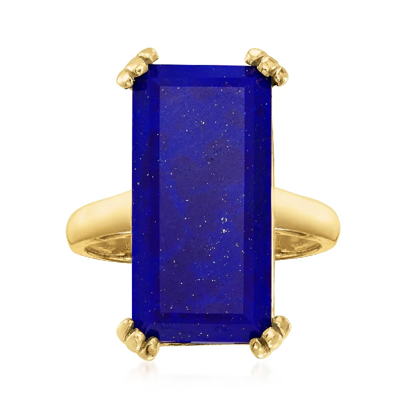 Pleated edge ring-Ross-Simons Lapis Ring in 18kt Gold Over Sterling