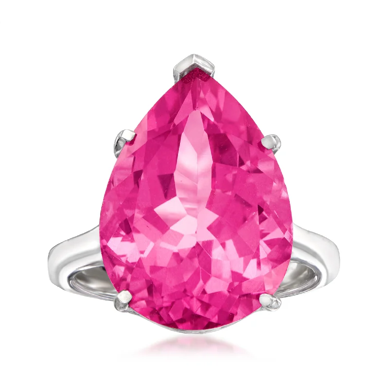 Edge-bezel ring-Ross-Simons Pear-Shaped Pink Topaz Ring in Sterling Silver