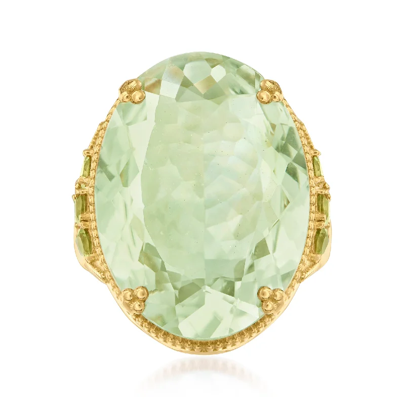 Heptagonal gem ring-Ross-Simons Prasiolite and . Peridot Ring in 18kt Gold Over Sterling