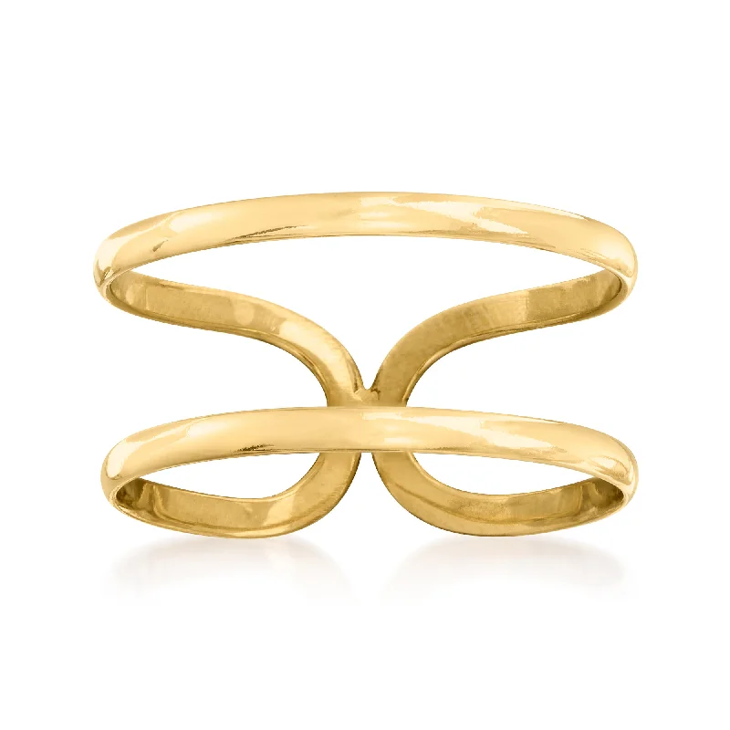 Smelted gold ring-RS Pure by Ross-Simons 14kt Yellow Gold 2-Band Open-Space Ring