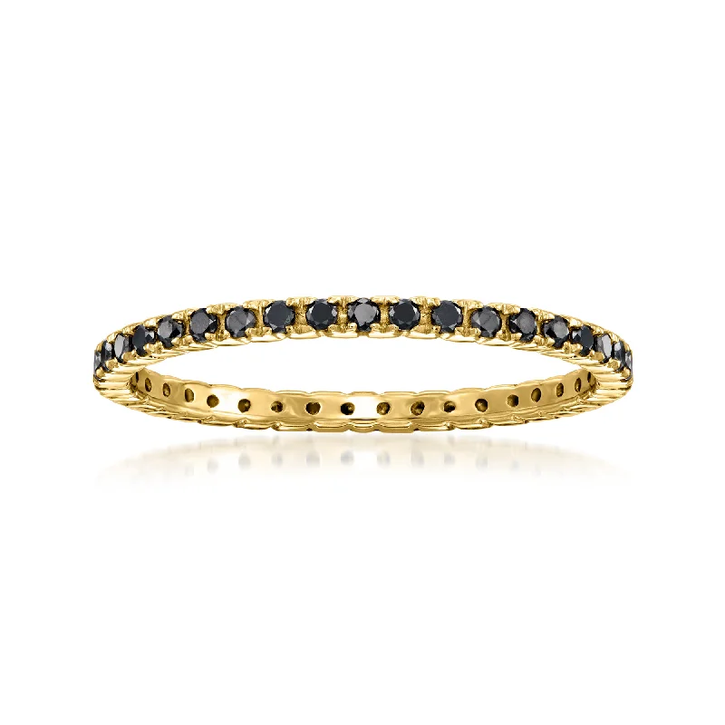 Retro topaz ring-RS Pure by Ross-Simons Black Diamond Eternity Band in 14kt Yellow Gold