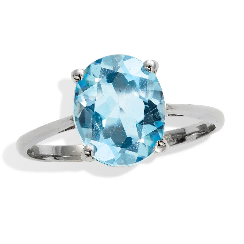 Quilted pattern ring-Savvy Cie Sterling Silver Blue Topaz 6 Carat Cocktail