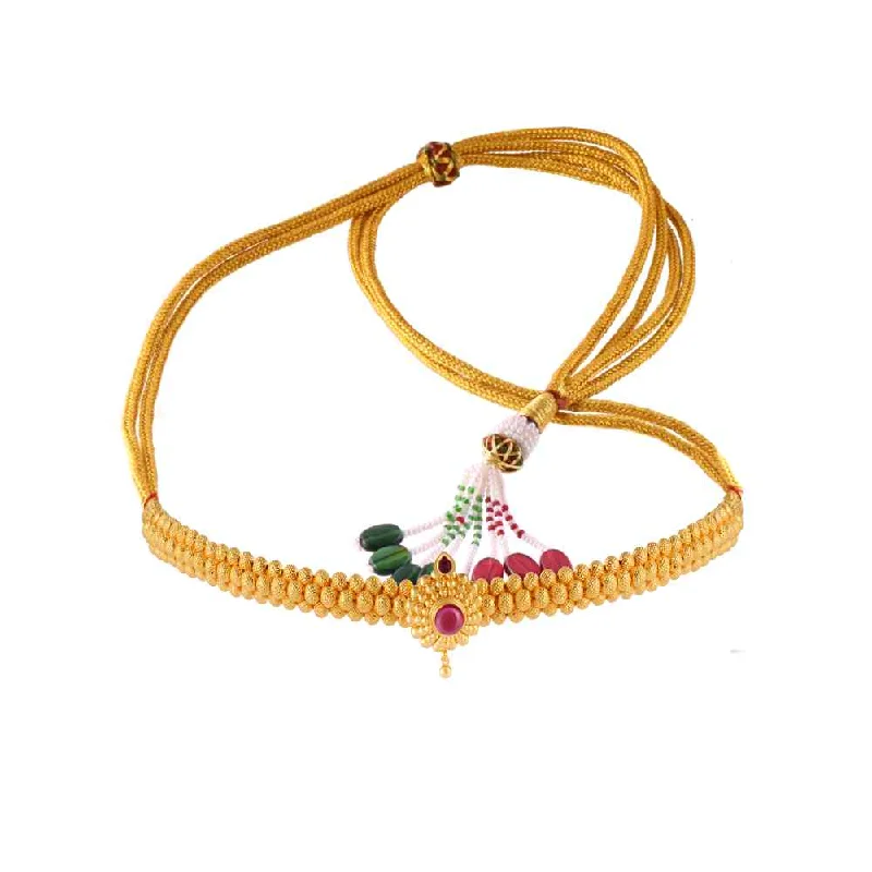 Crafted gold necklace-Shimmering 22k Gold Necklace Thusi Collection