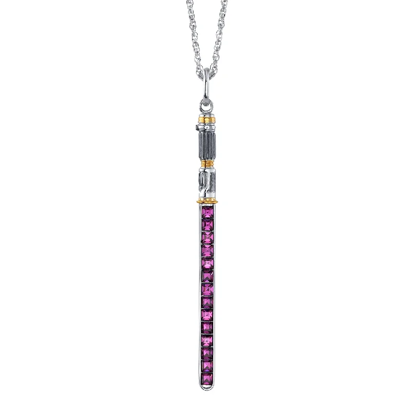 Vine-swirl necklace-Star Wars X RockLove Mace Windu Crystal Lightsaber Necklace