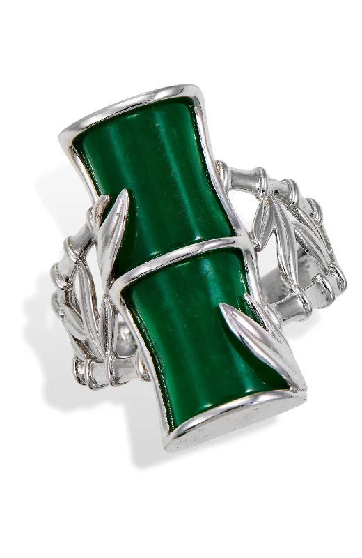 Twisted coil ring-Sterling Jade Bamboo Ring