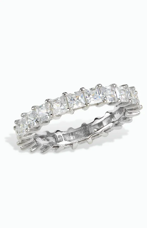 Light braid ring-Sterling Princess Cz  8.00 Tw