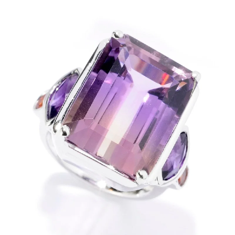 Classic emerald ring-Sterling Silver 15.18ctw Ametrine, African Amethyst & Citrine Ring