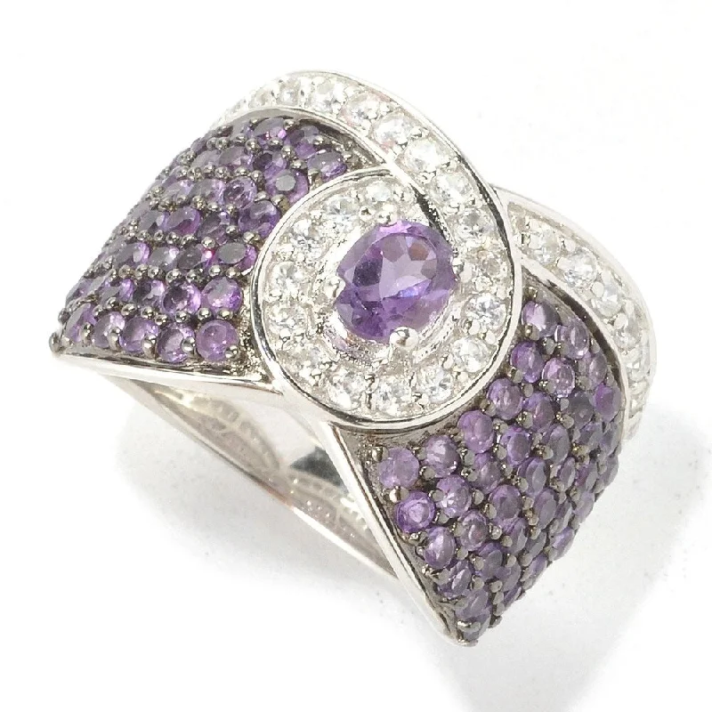 Smooth edge ring-Sterling Silver 2.02Ctw African Amethyst Ring